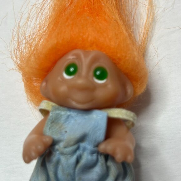 Vintage Russ Troll Dolls Set of 3 Orange Green Rainbow Hair 3-5" Tall - RARE - Picture 5 of 7